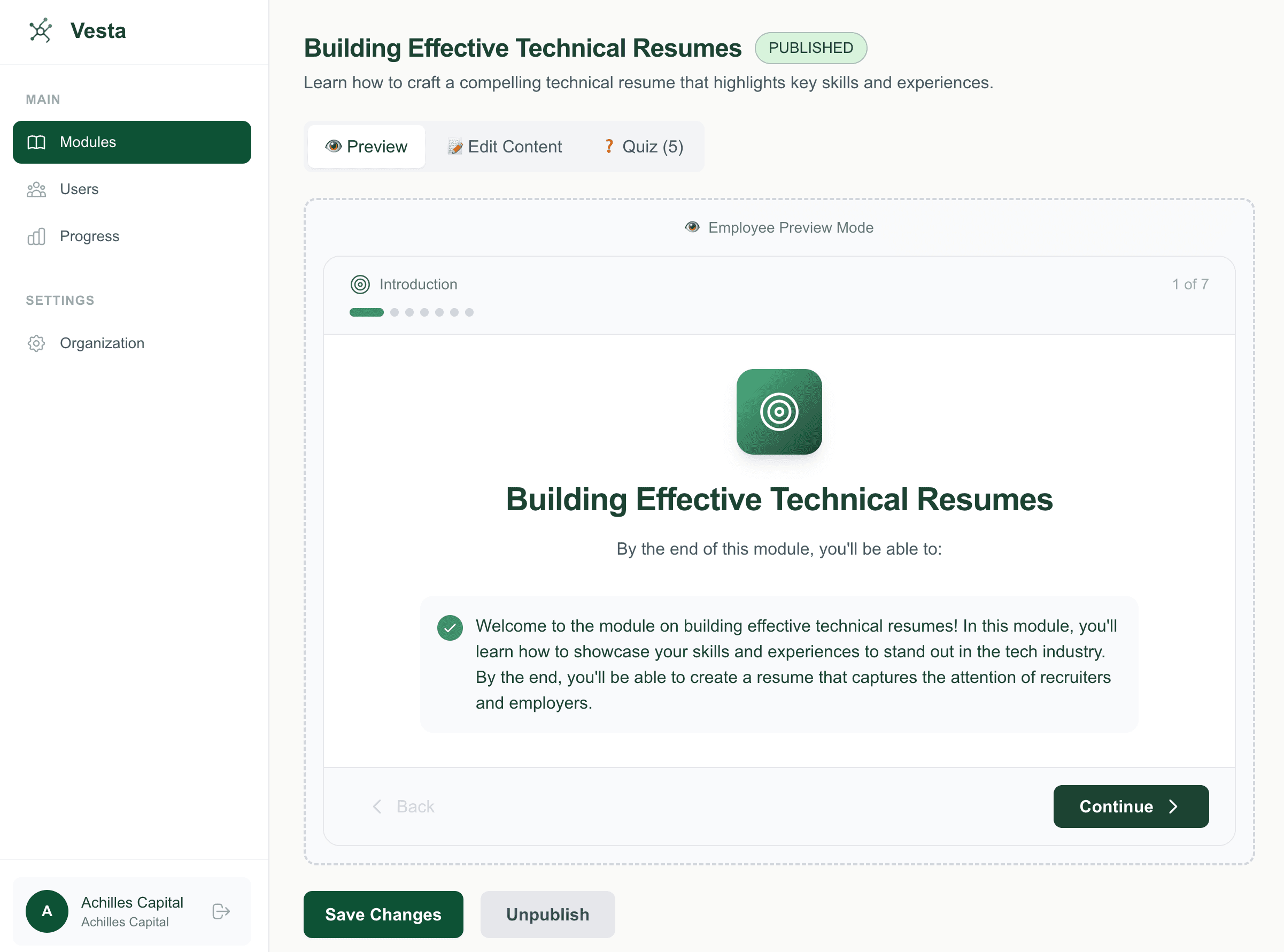 Vesta AI Training Creator