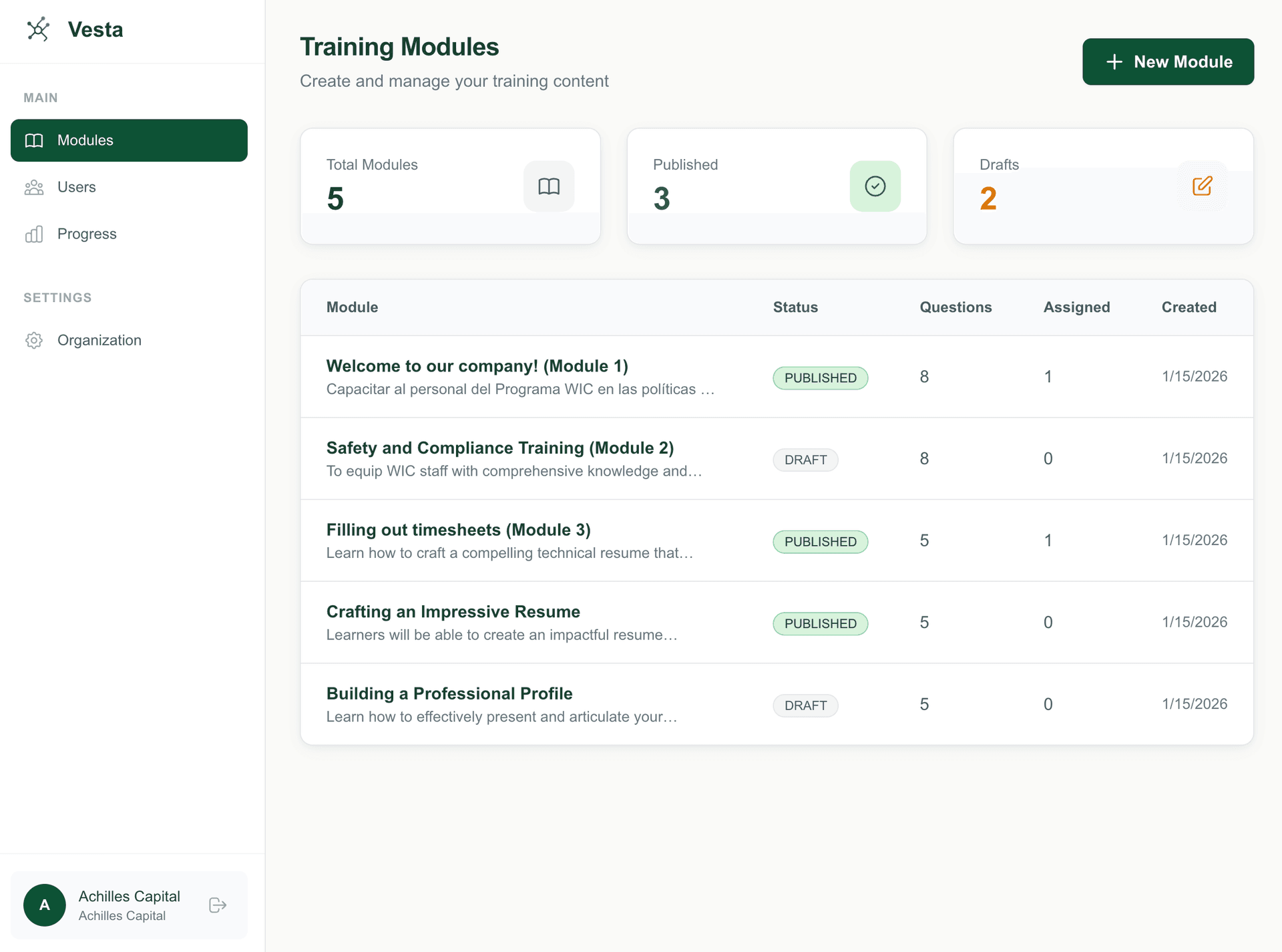 Create Training Module